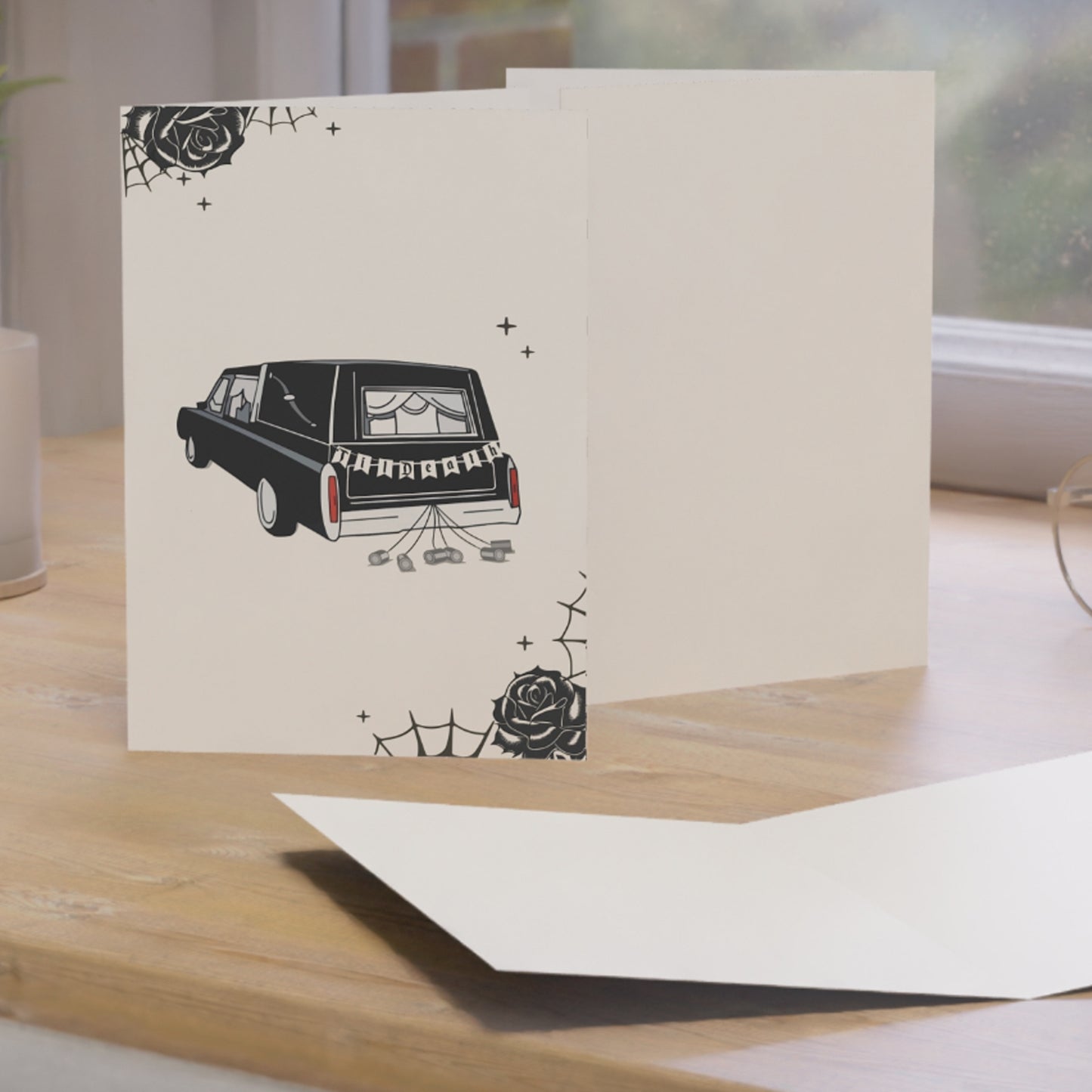 Goth Wedding or Anniversary Card 'Til Death Do Us Part' Hearse