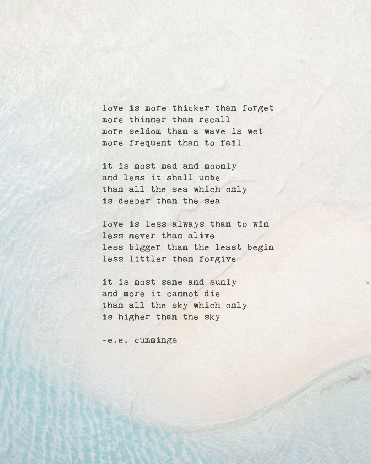 e.e. cummings poem, love is more thicker than forget