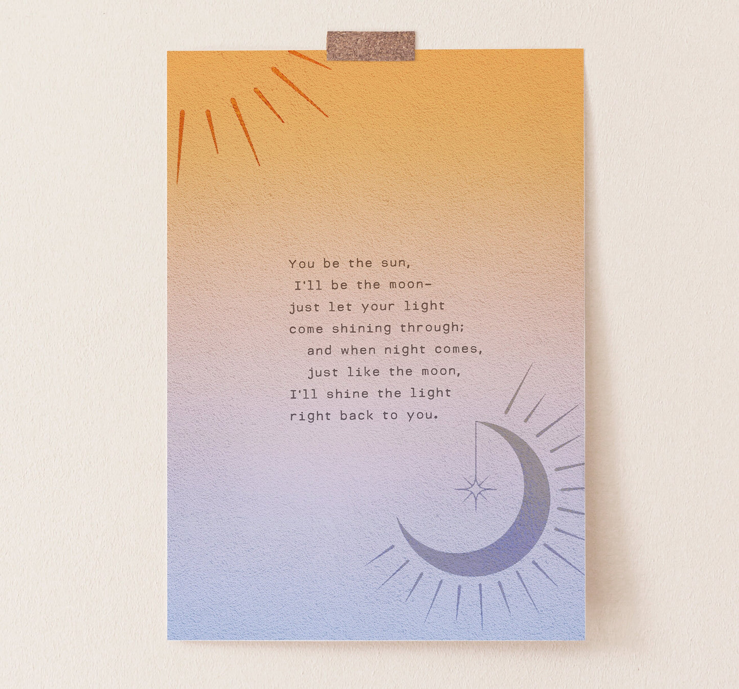 Love poem "You be the sun, I'll be the moon"