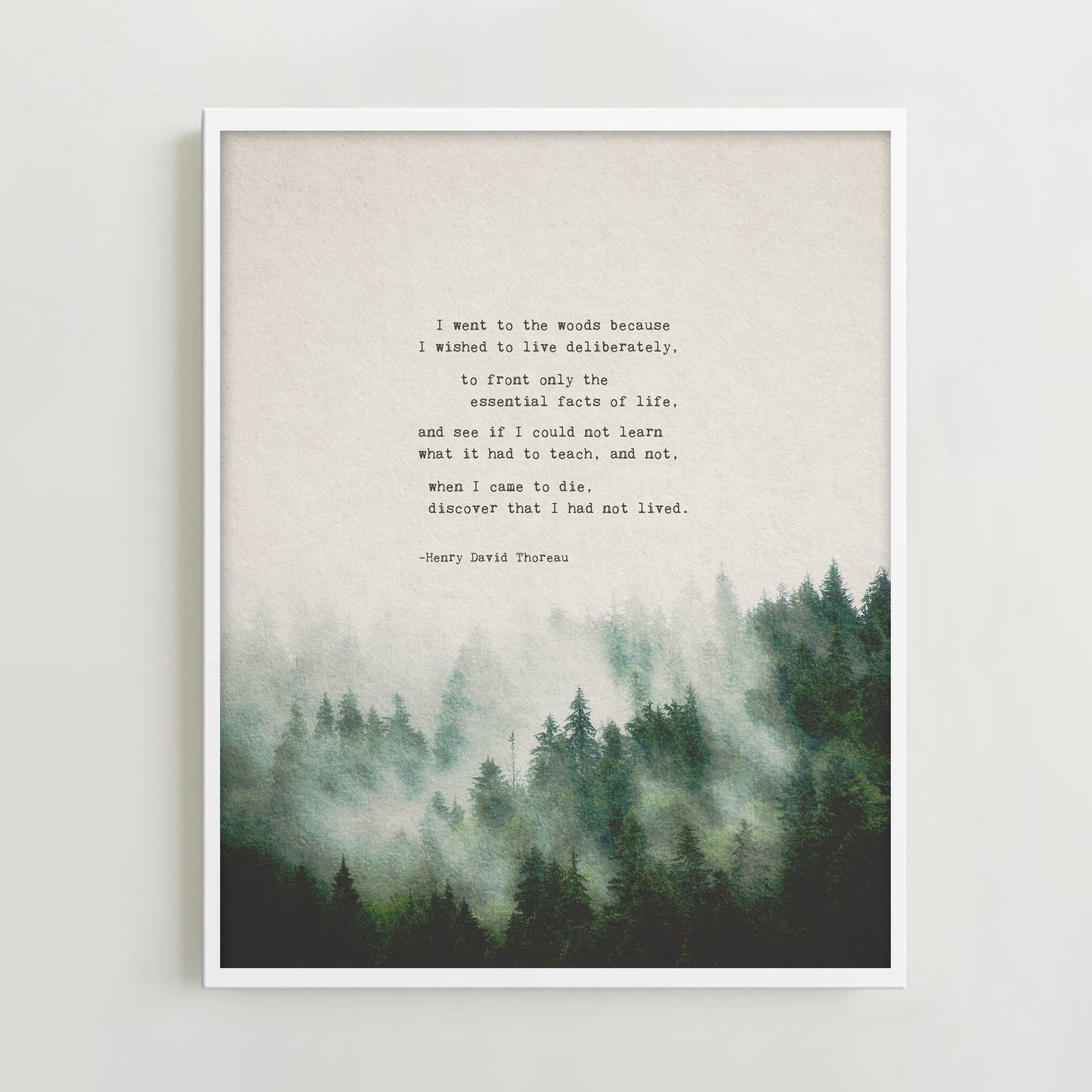 Henry David Thoreau quote print from Walden “I went to the woods because I wished to live deliberately..."