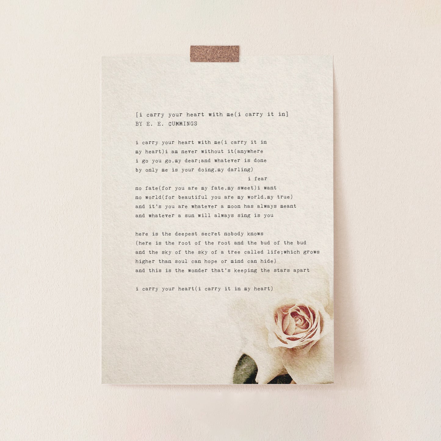 e.e. cummings I carry your heart poetry art