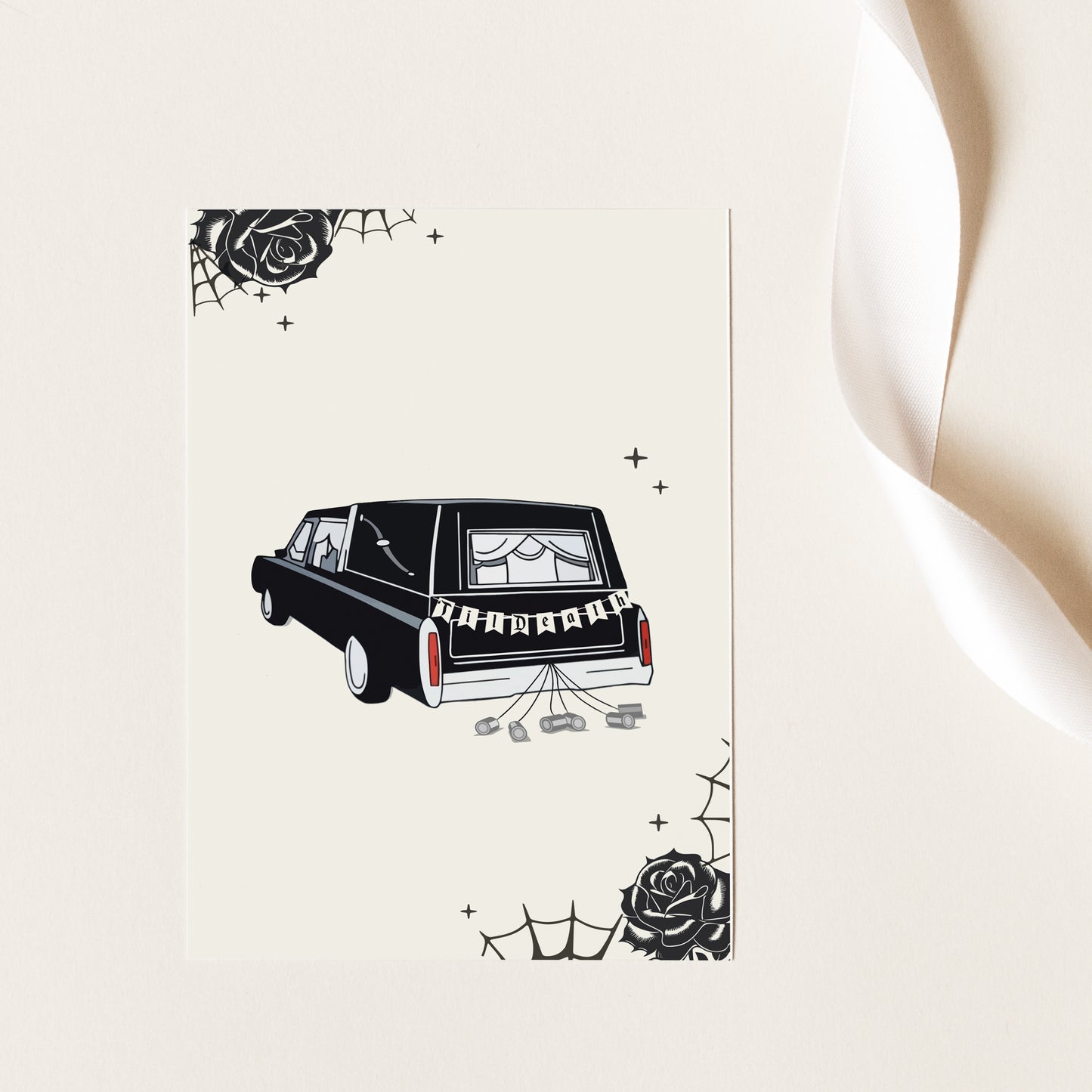Goth Wedding or Anniversary Card 'Til Death Do Us Part' Hearse
