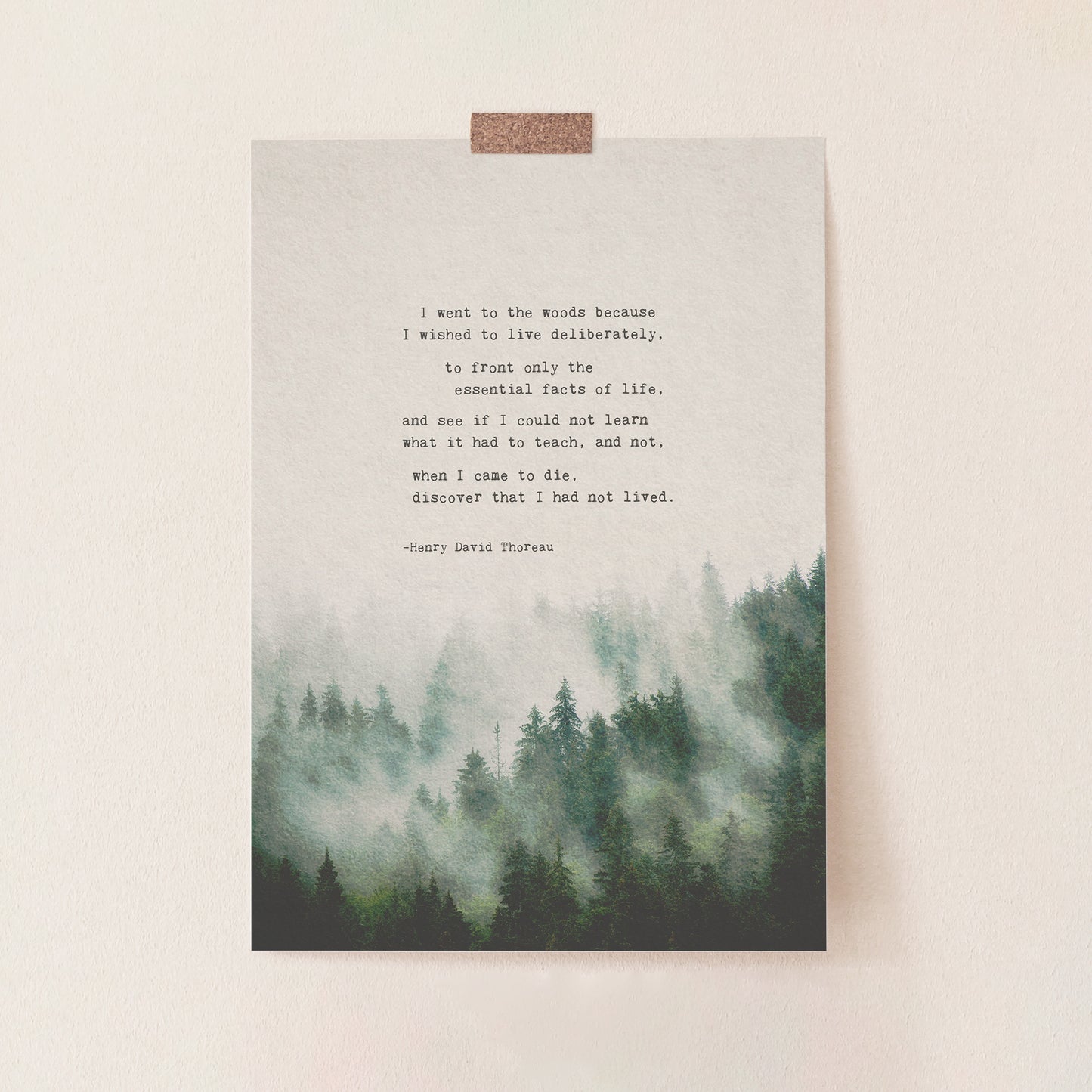 Henry David Thoreau quote print from Walden “I went to the woods because I wished to live deliberately..."