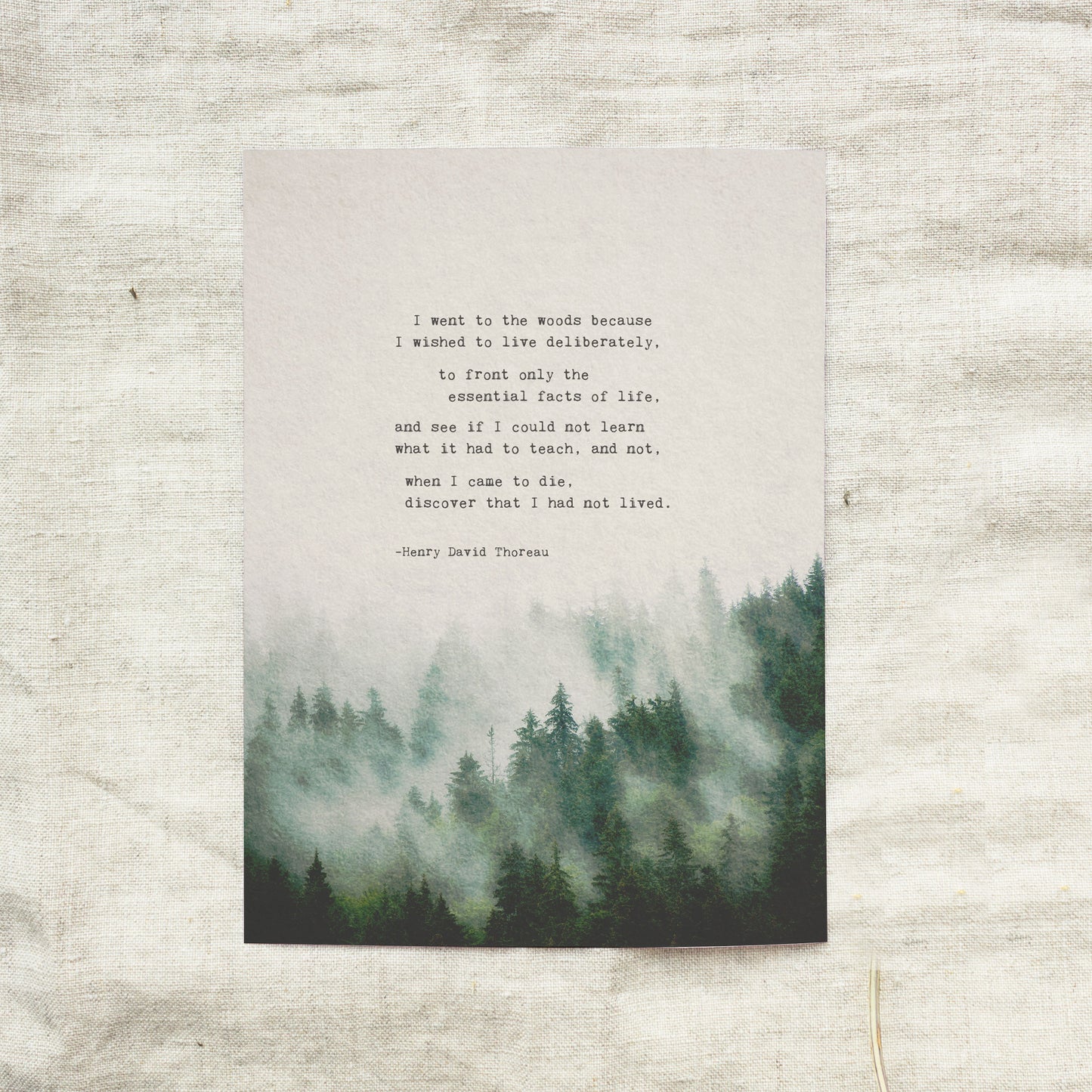 Henry David Thoreau quote print from Walden “I went to the woods because I wished to live deliberately..."
