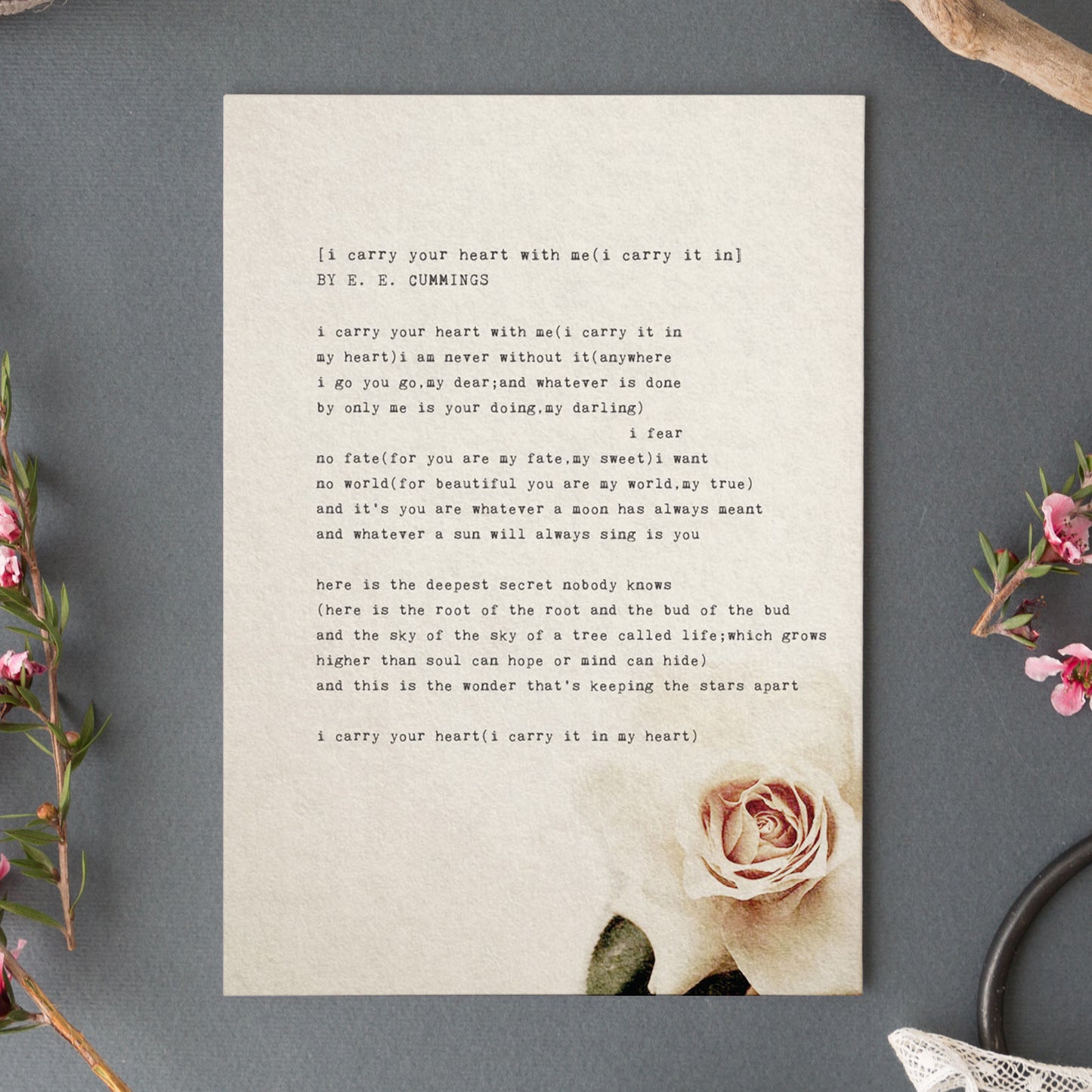 e.e. cummings I carry your heart poetry art