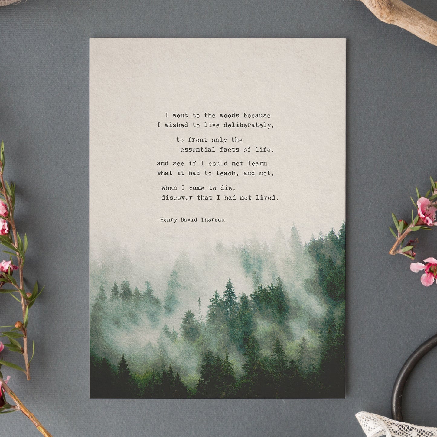 Henry David Thoreau quote print from Walden “I went to the woods because I wished to live deliberately..."