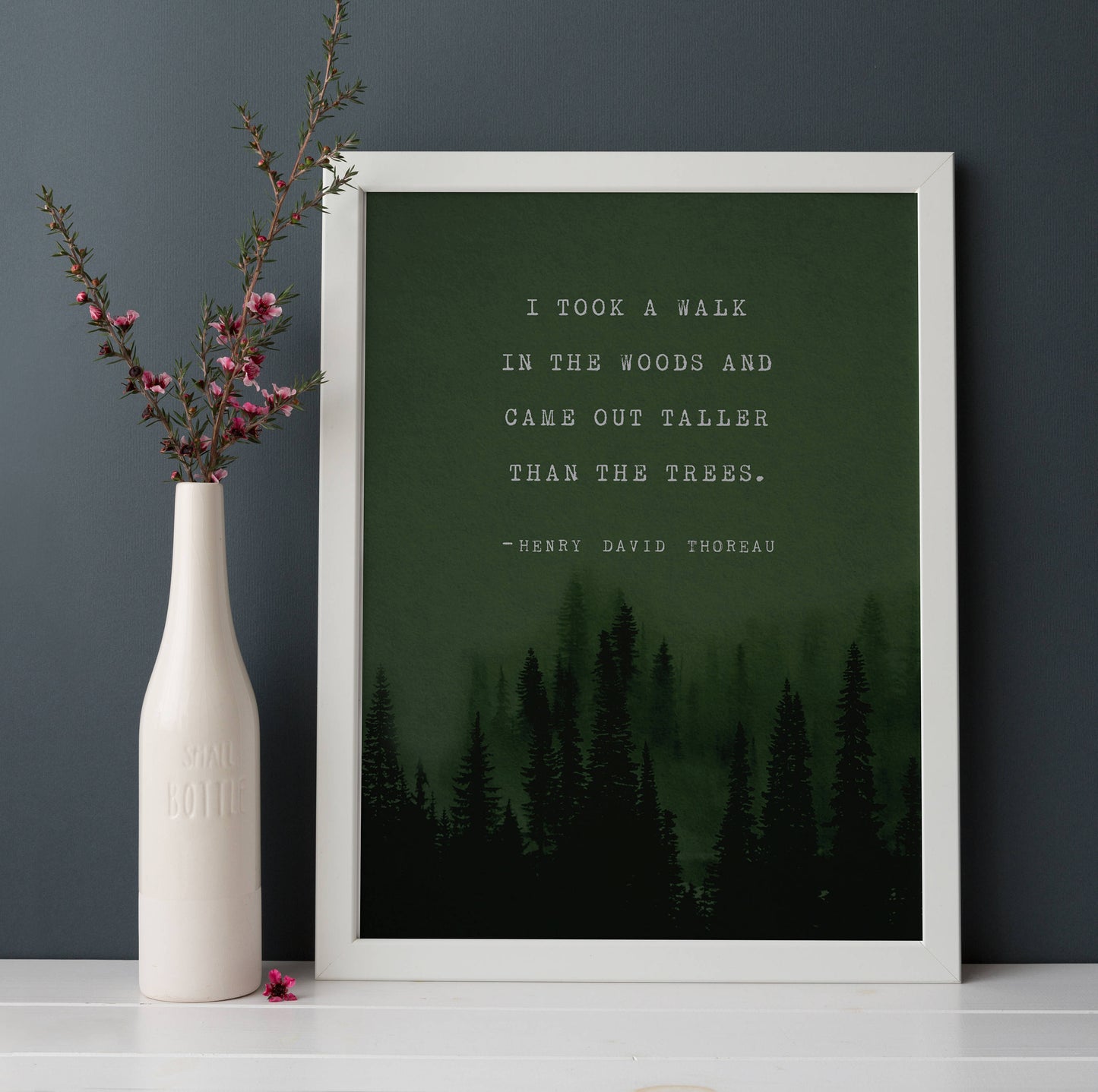 Henry David Thoreau quote art "I took a walk in the woods and came out taller than the trees"