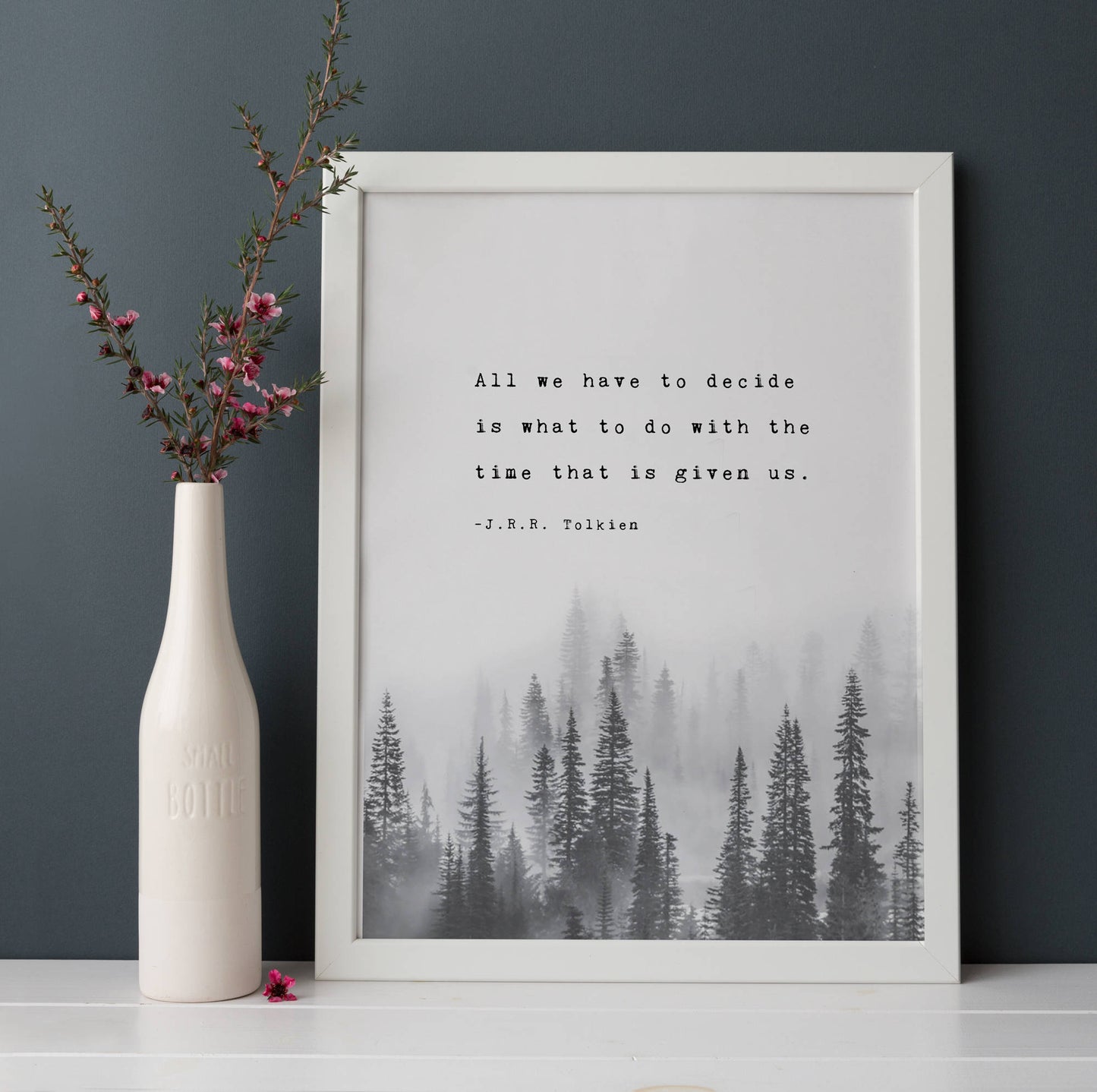 J.R.R. Tolkien quote print "All we have to decide is what to do with the time that is given us" art print