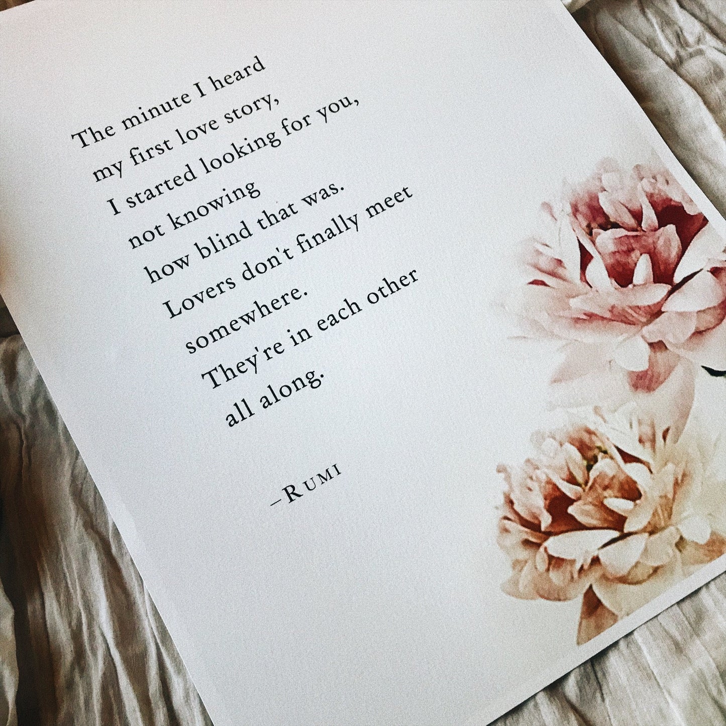 Rumi love poem "The minute I heard my first love story" wall art