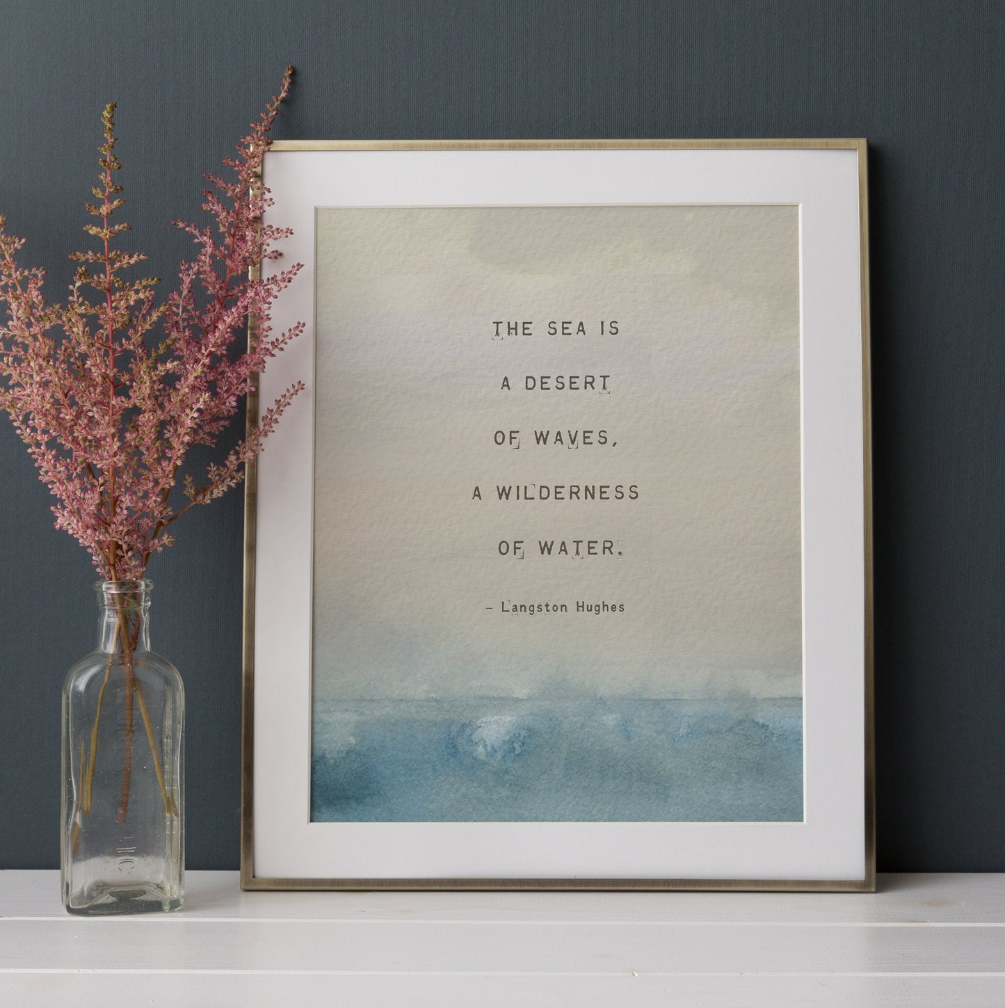Langston Hughes poetry art "The Sea is a Desert of Waves..." nature wall art