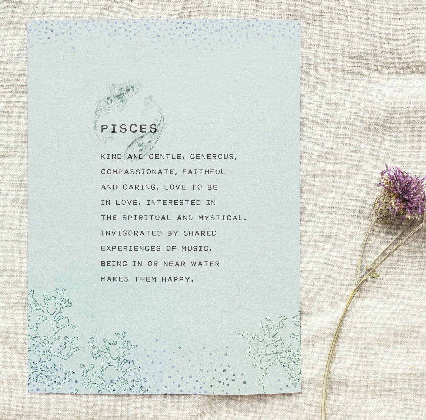 Pisces zodiac horoscope art, gift ideas