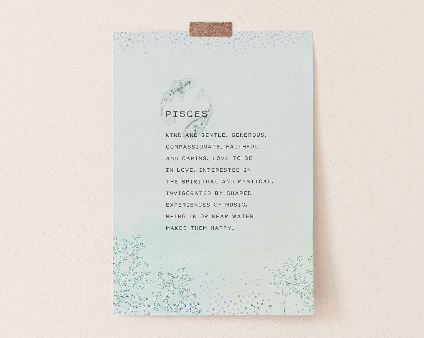 Pisces zodiac horoscope art, gift ideas