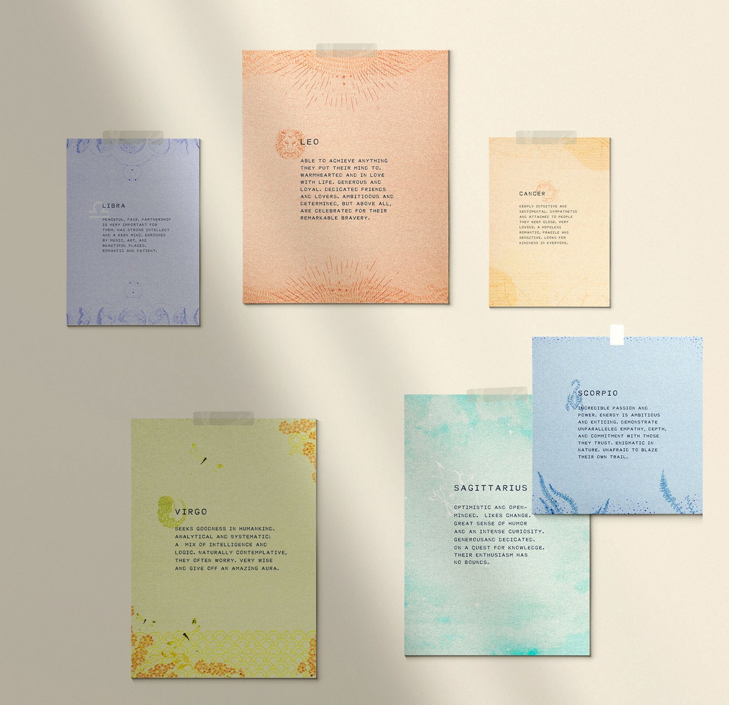 Cancer zodiac art print. Birthday gift idea for the astrology sign