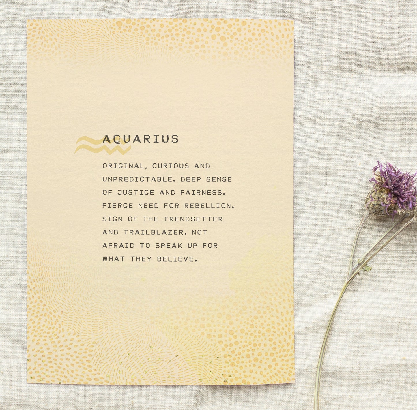 Aquarius zodiac print, birthday gift, Aquarius horoscope art