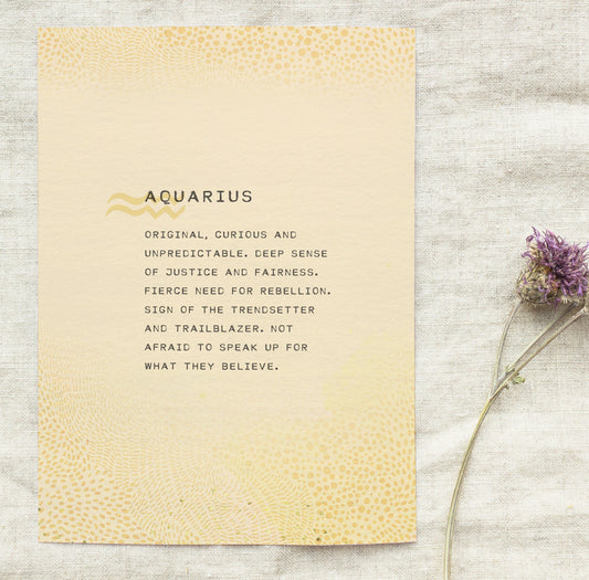 Aquarius zodiac print, birthday gift, Aquarius horoscope art