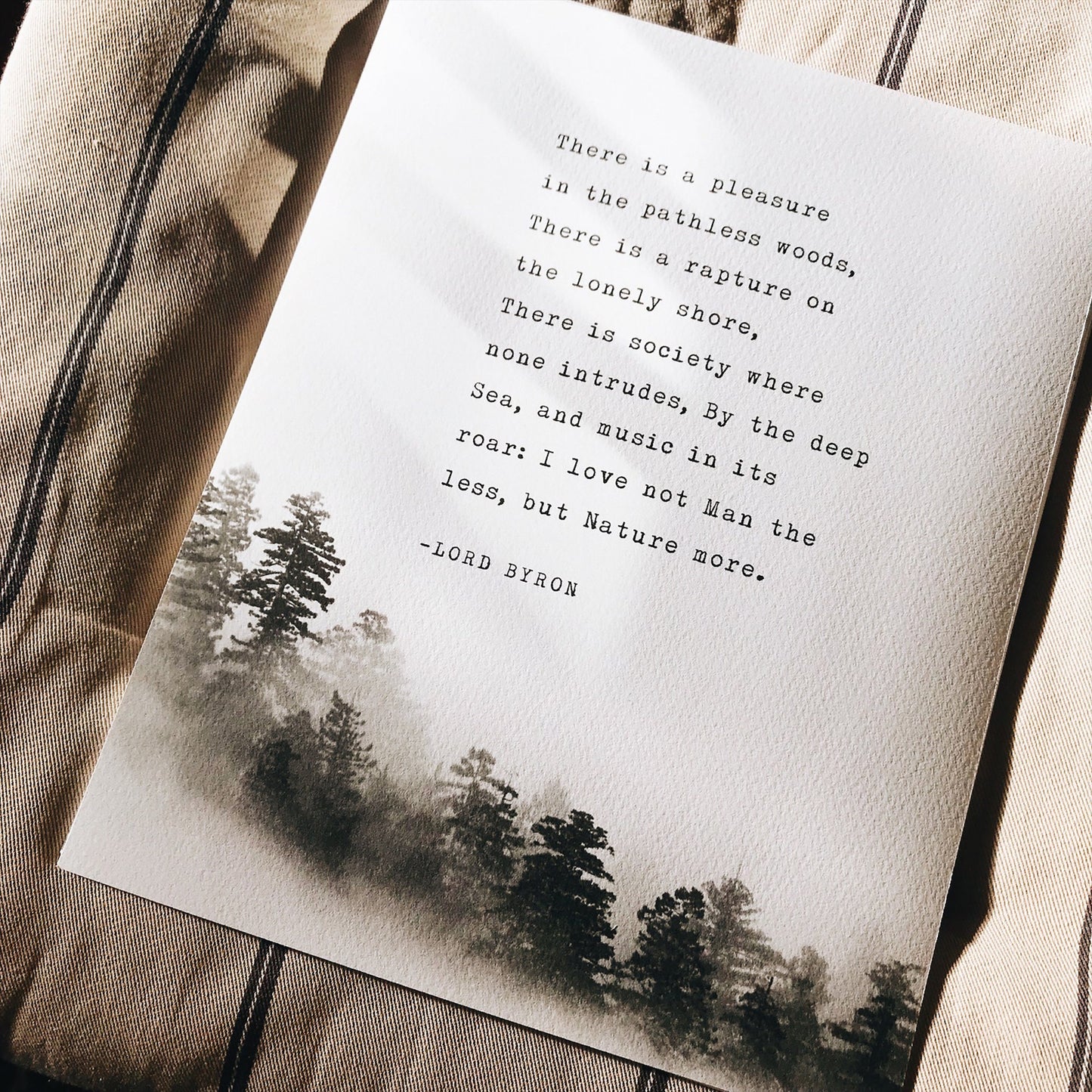 Lord Byron nature poem, there is a pleasure in the pathless woods art print