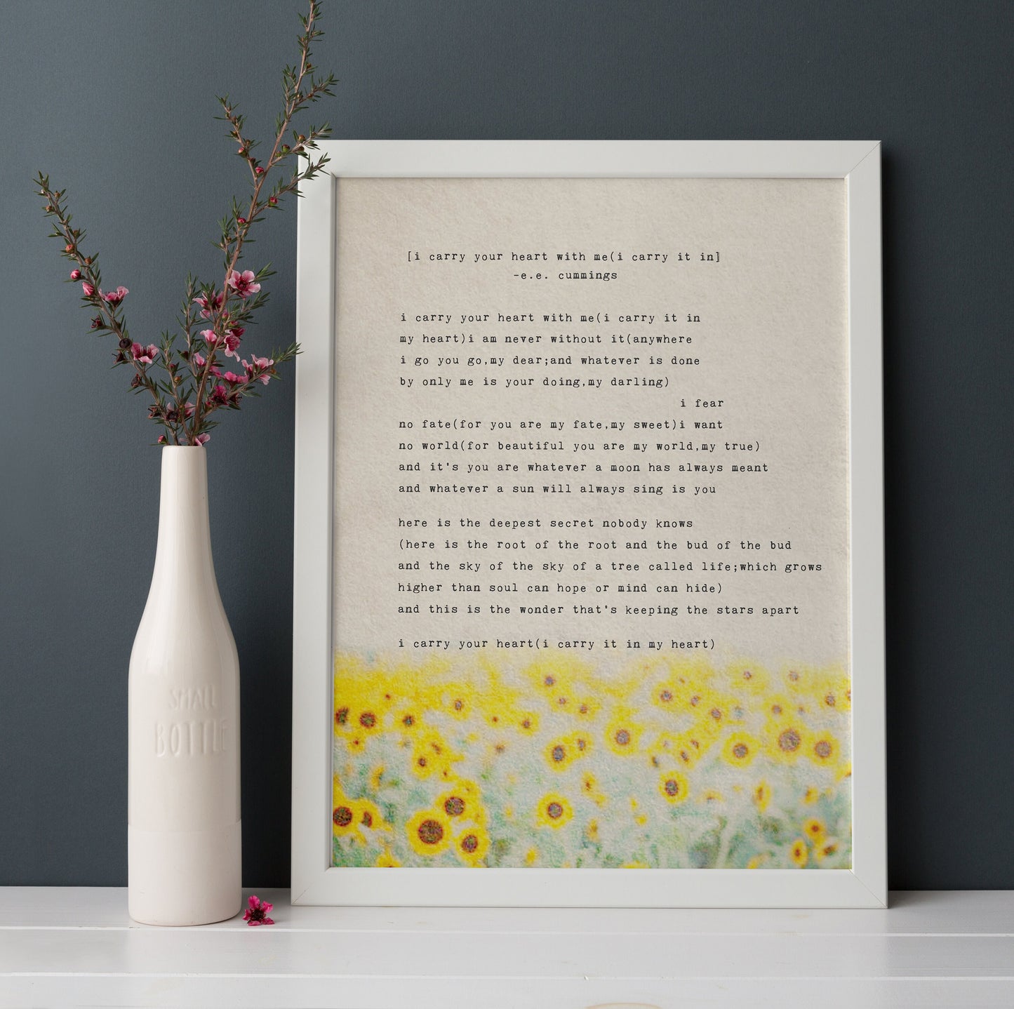I carry your heart by e.e. cummings poetry print art