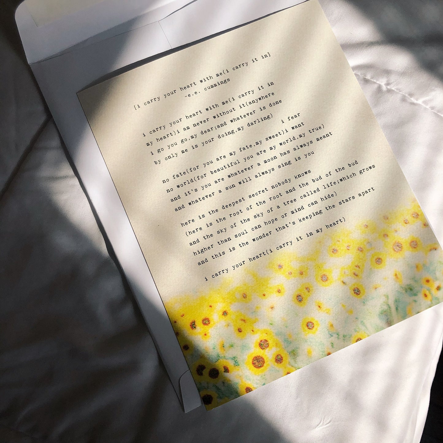 I carry your heart by e.e. cummings poetry print art