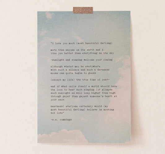 e.e. cummings poem "I love you much, most beautiful darling"