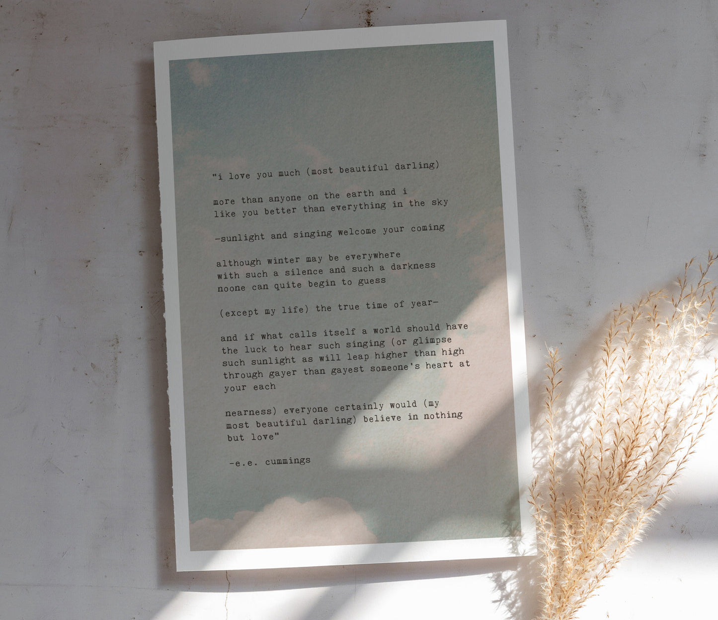 e.e. cummings poem "I love you much, most beautiful darling"