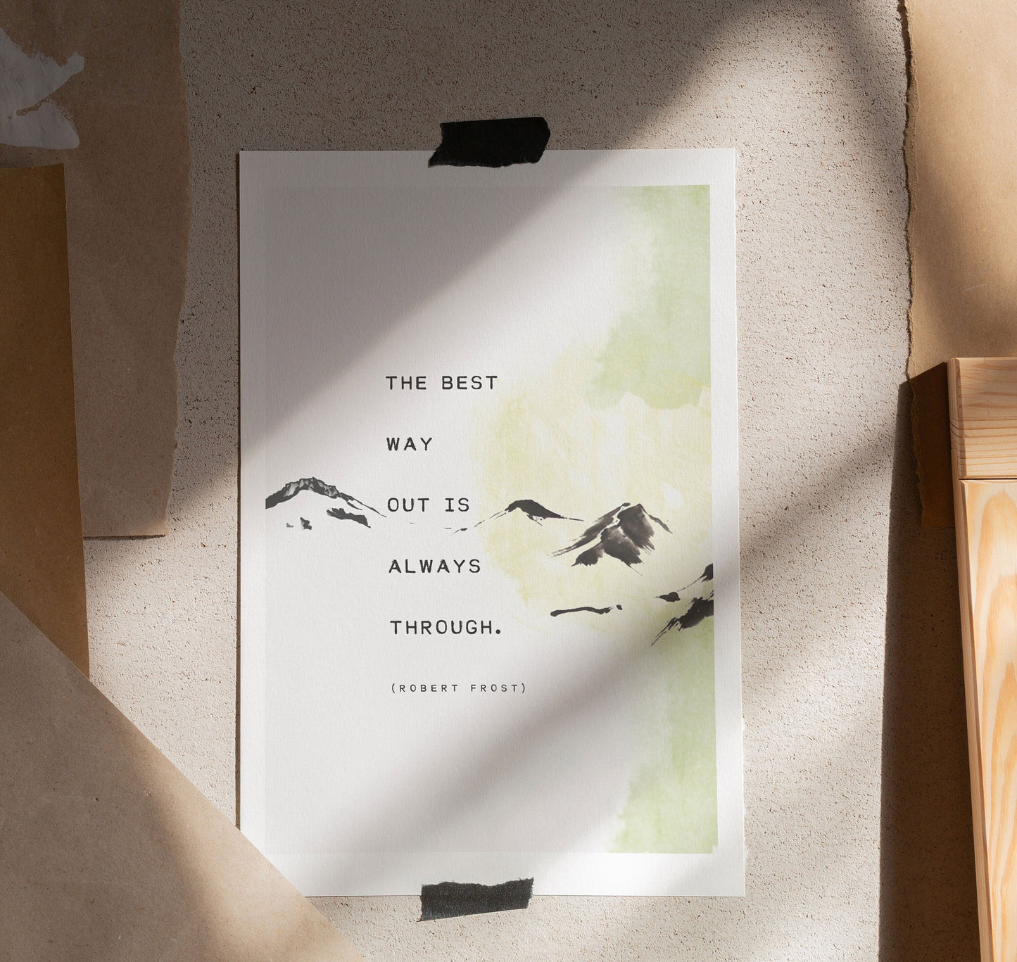 Robert Frost quote poster "the best way out is always through" wall art