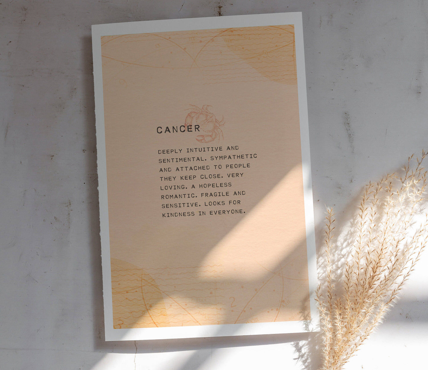 Cancer zodiac art print. Birthday gift idea for the astrology sign