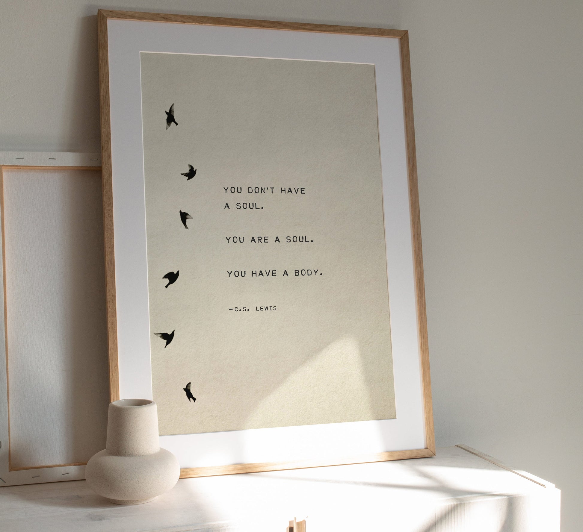 Quote art featuring words by C.S. Lewis.  You don't have a soul. You are a soul. You have a body. 