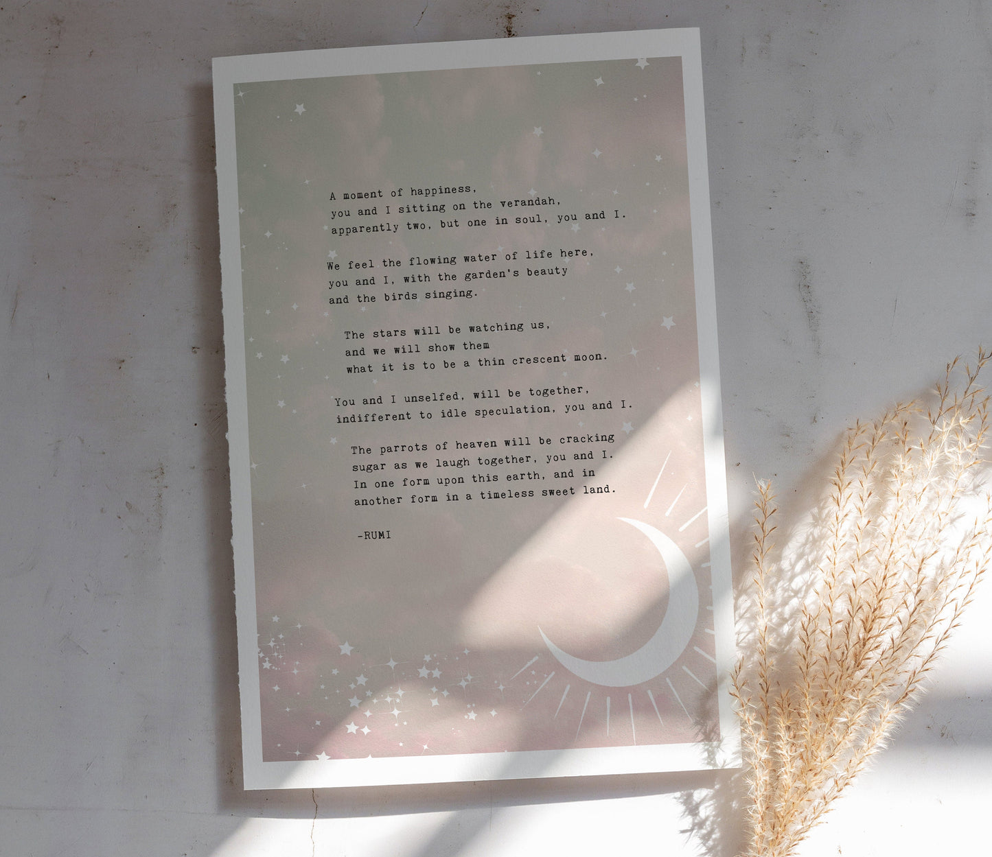 Rumi love poem "A Moment of Happiness.." love poetry art