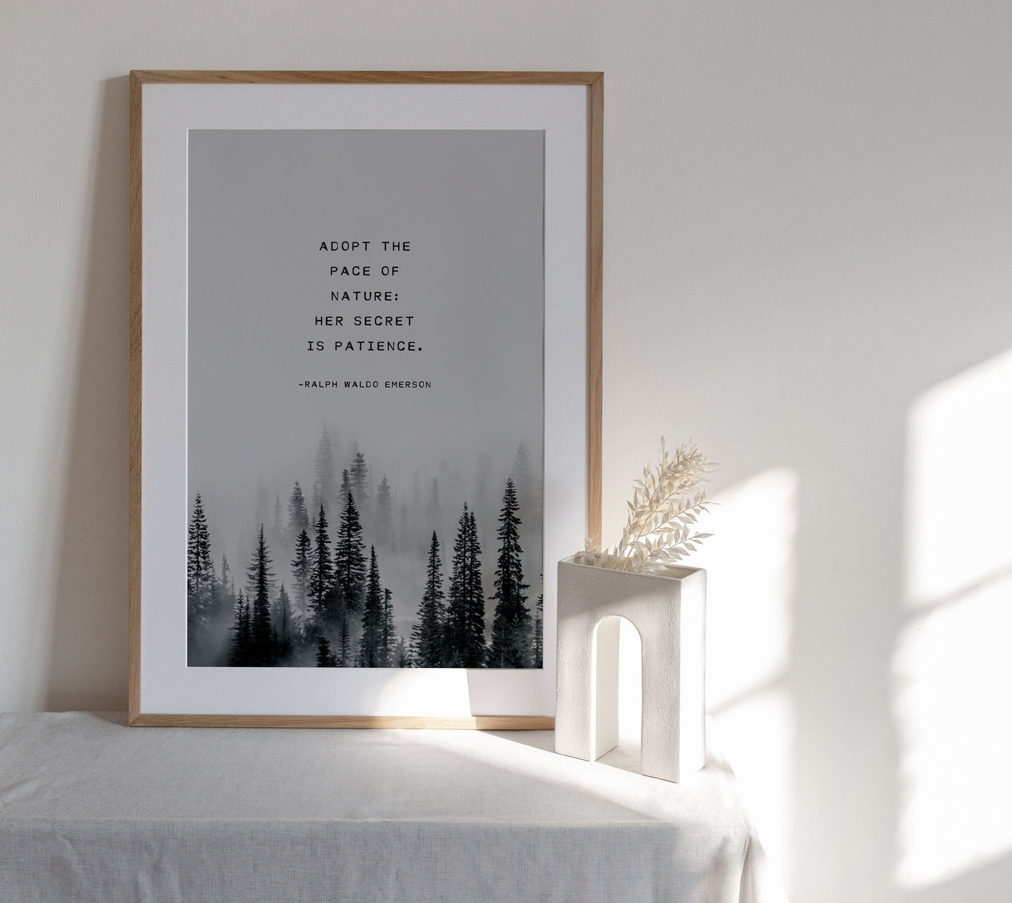 Ralph Waldo Emerson Quote "Adopt the Pace of Nature, her secret is patience" wall art