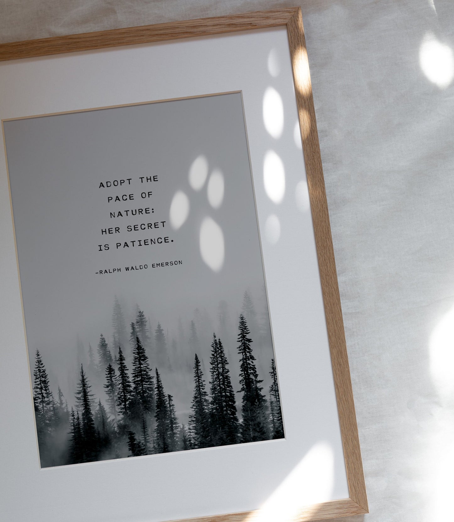 Ralph Waldo Emerson Quote "Adopt the Pace of Nature, her secret is patience" wall art