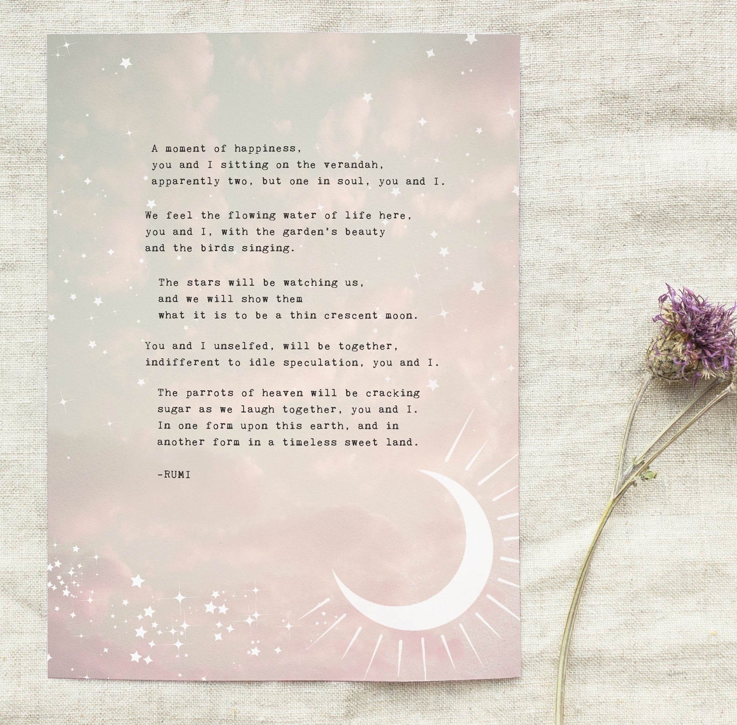 Rumi love poem "A Moment of Happiness.." love poetry art