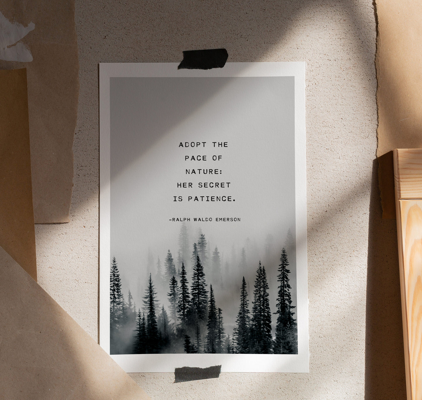 Ralph Waldo Emerson Quote "Adopt the Pace of Nature, her secret is patience" wall art