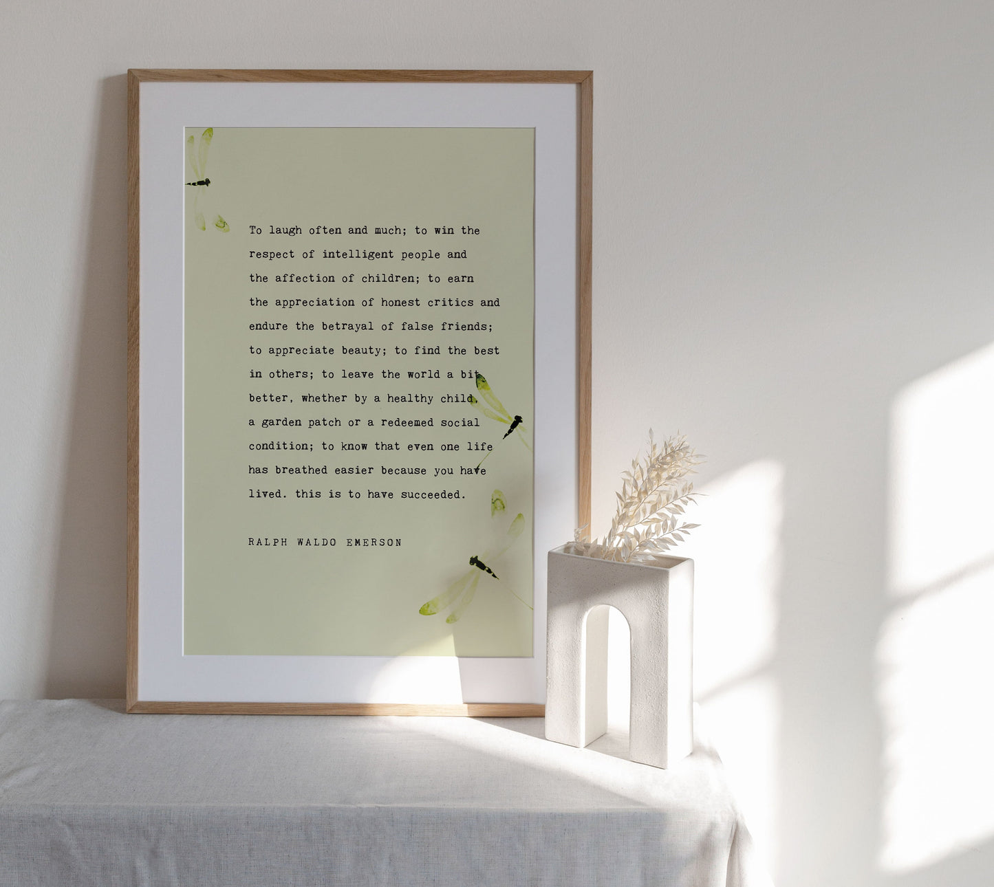 Ralph Waldo Emerson quote art "To laugh often and much..."