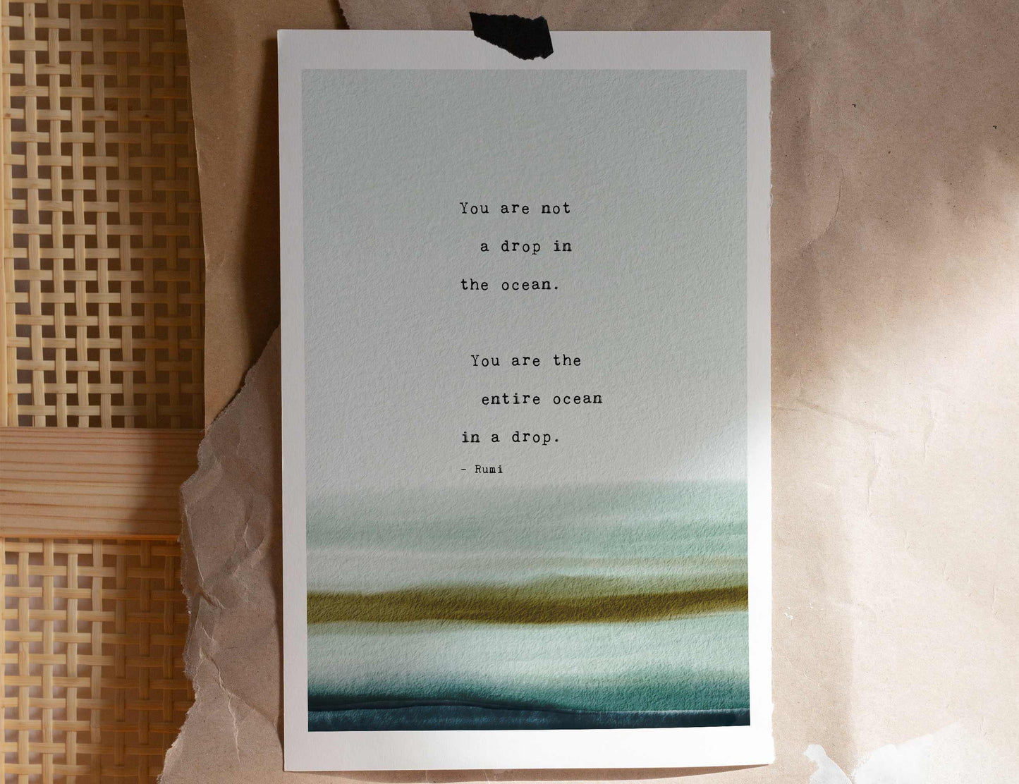 Rumi quote art "You are not a drop in the ocean, you are the entire ocean in a drop"