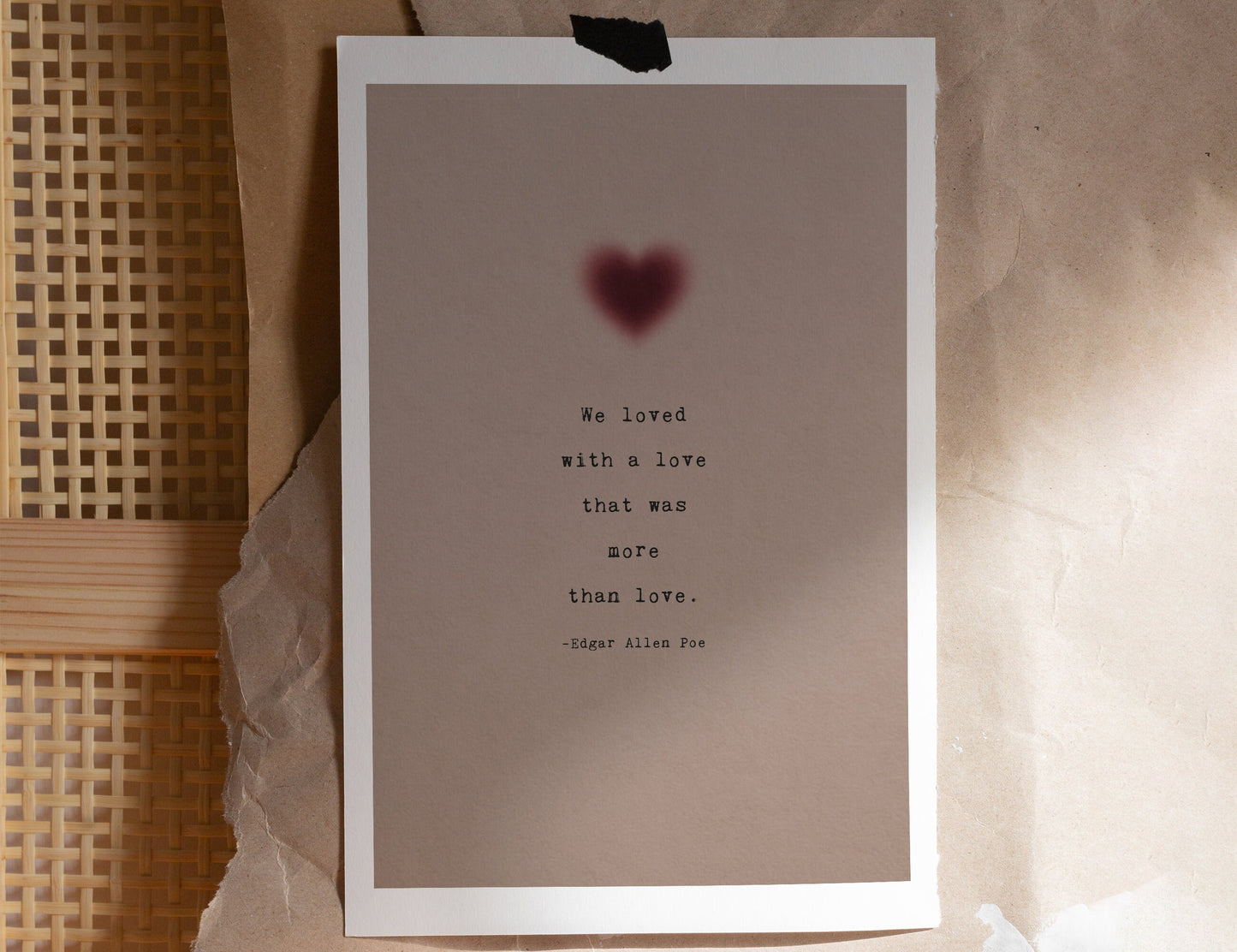 Edgar Allen Poe quote art "We loved with a love that was more than love" wall art